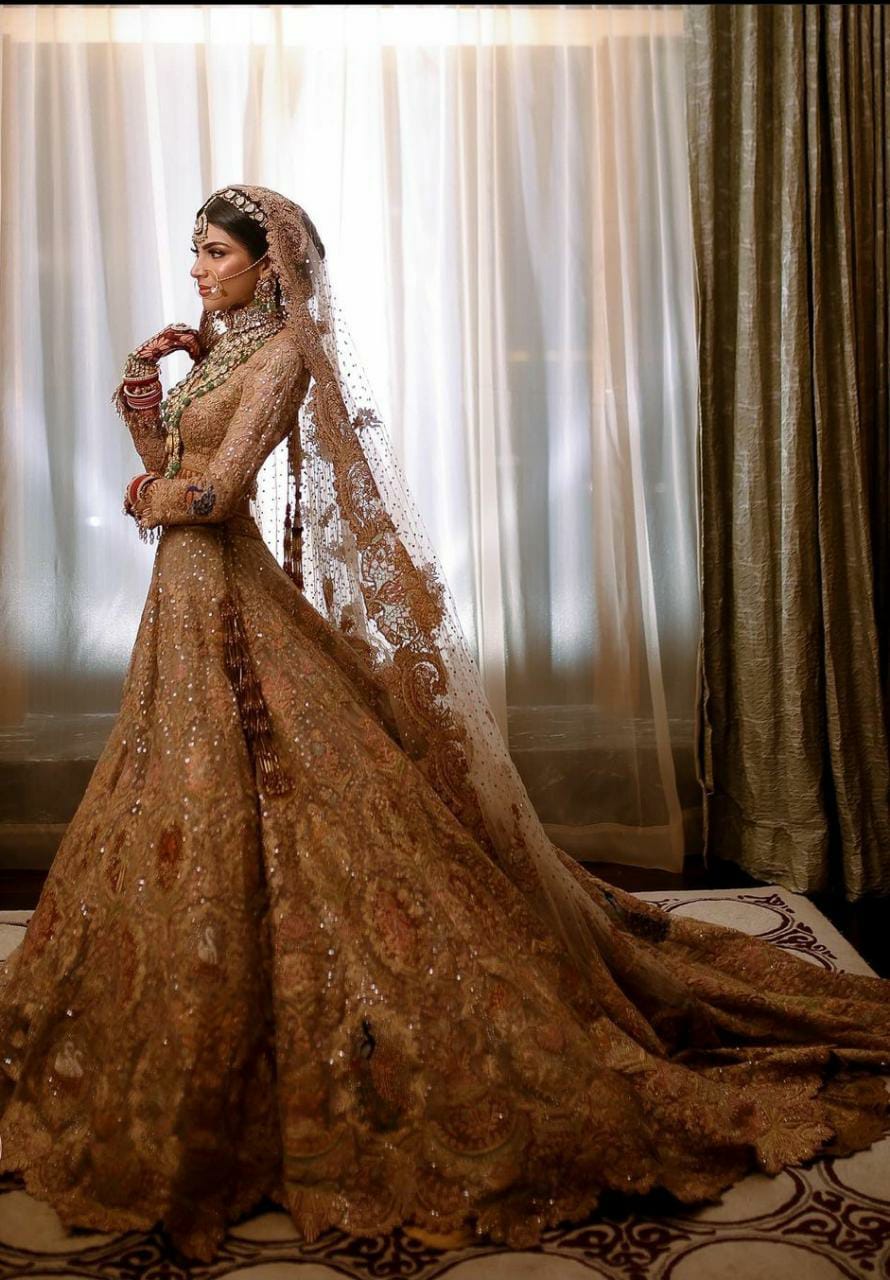 Bridal lehenga with outlet train